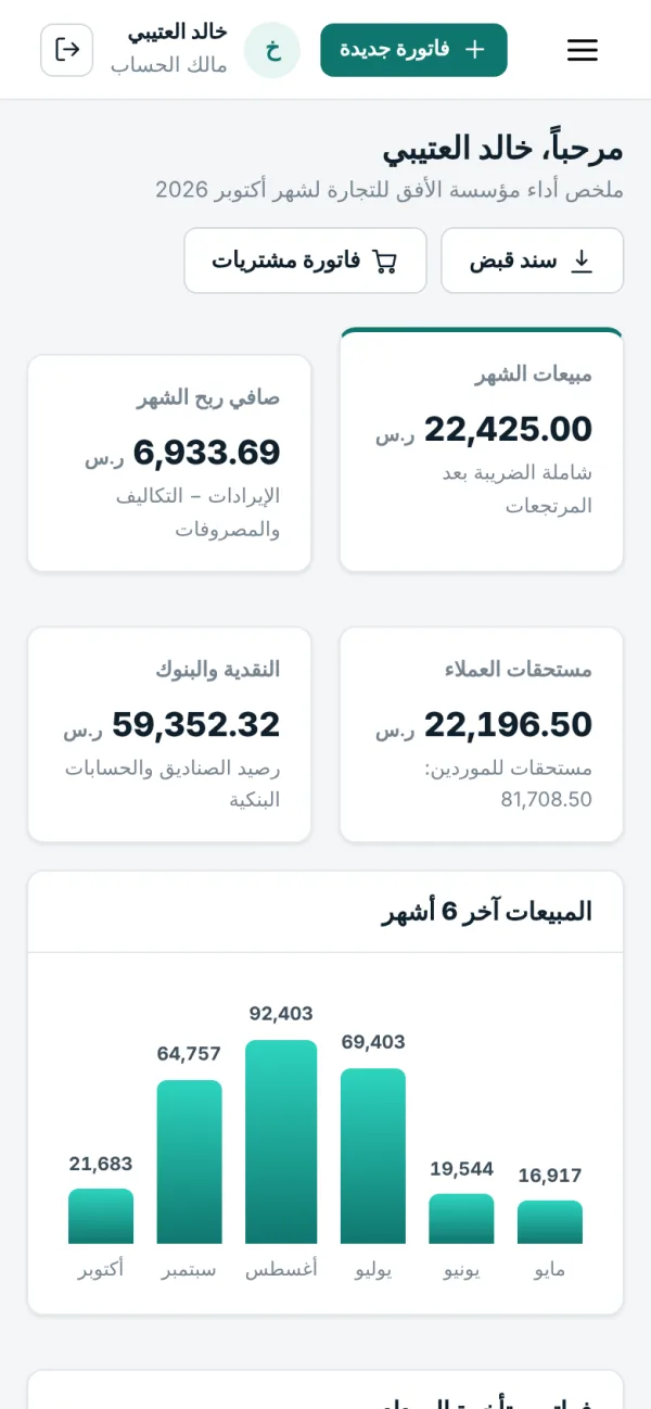 لوحة التحكم على شاشة الجوال